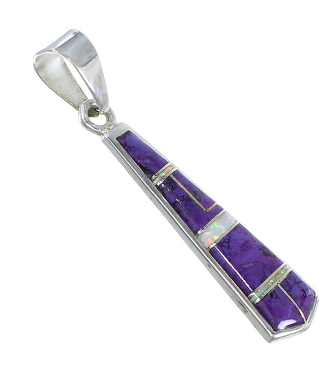 Genuine Sterling Silver Opal And Magenta Turquoise Southwestern Pendant YX67644